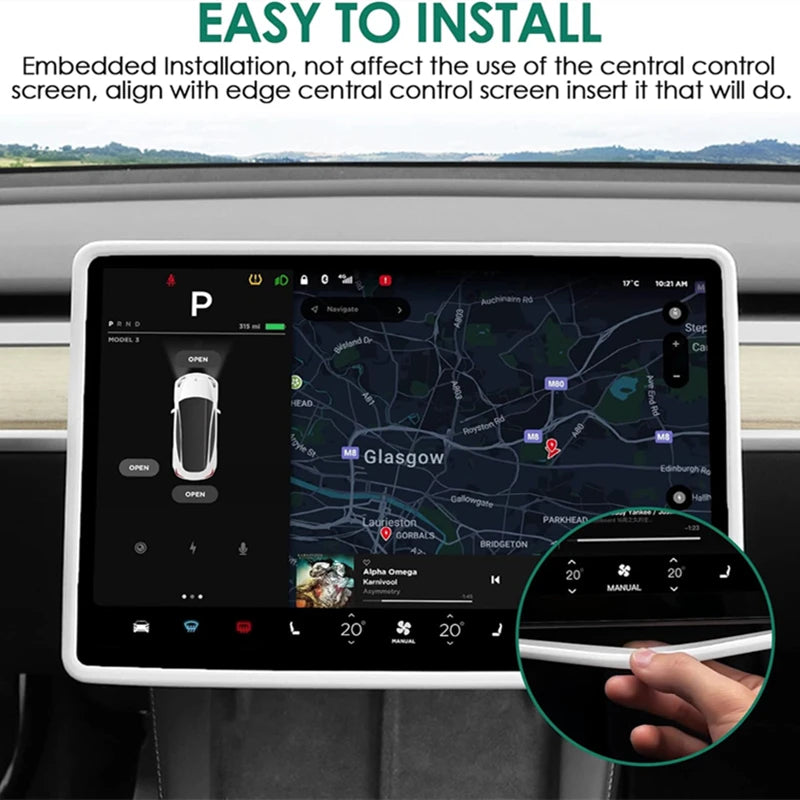 For Tesla Juniper Y Highland 3 YL Silicone Central Control Screen Frame Cover Anti-Scratch Edge Protector Car Interior Accessori