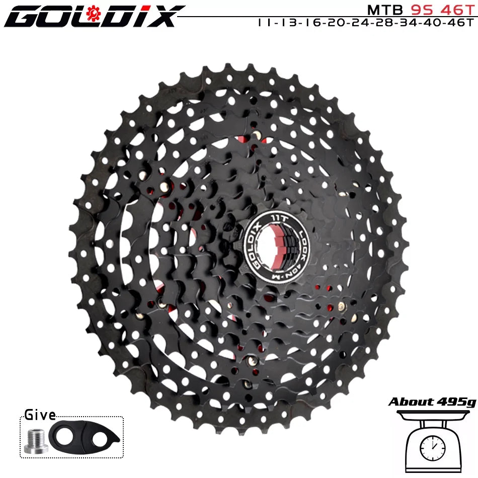 GOLDIX Black MTB Cassete 8/9/10/11/12 Speed 40/42/46/50/50T K7 8/9/10/11/12v Bicycle Freewheel Bicycle Sprocket for Shimano/SRAM