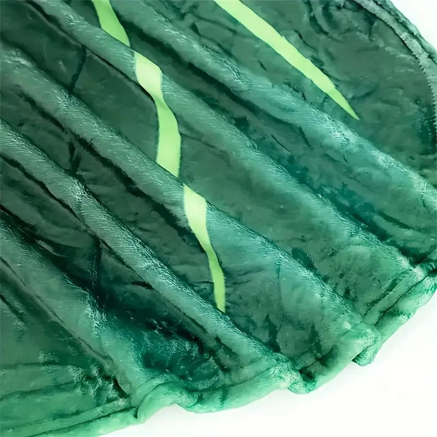 Leaf Pattern Flannel Throw Blanket Green, 115x150cm 150x200cm 180x210cm