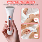 Waterproof women electric shaver, Wet & Dry Portable electric Razor, with Tri-Blade Head for Full-Body Hair Removal