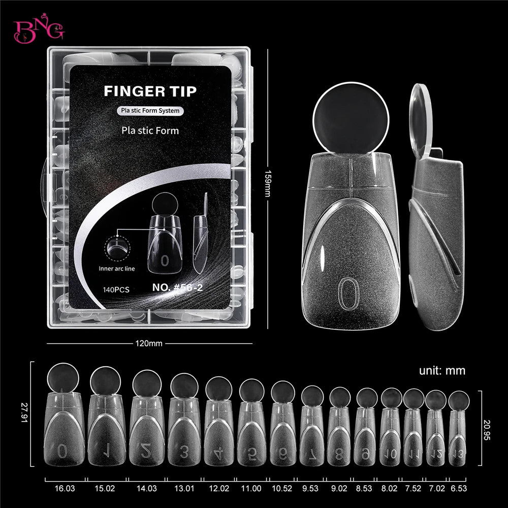 BNG 140Pcs Dual Forms with Inner Arc Line Oval Square Coffin Upper Forms for Quick French Matte  Nail Molds for Nail Extensions