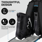Travel Ski Boot Bag Backpack 50L Large Capacity Waterproof for Snowboard Boots Helmet Goggles Hang Skis Dry Wet Separation