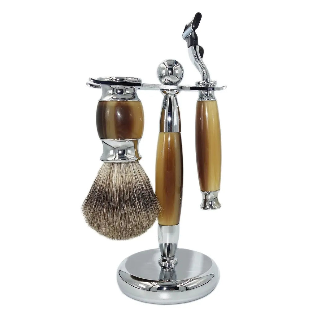 iRAZOR Men's Shaving Stand Holder for Brush and Safety Razor Pro Rack Tools for Barber Shop Grooming Accessories Luxury Gift