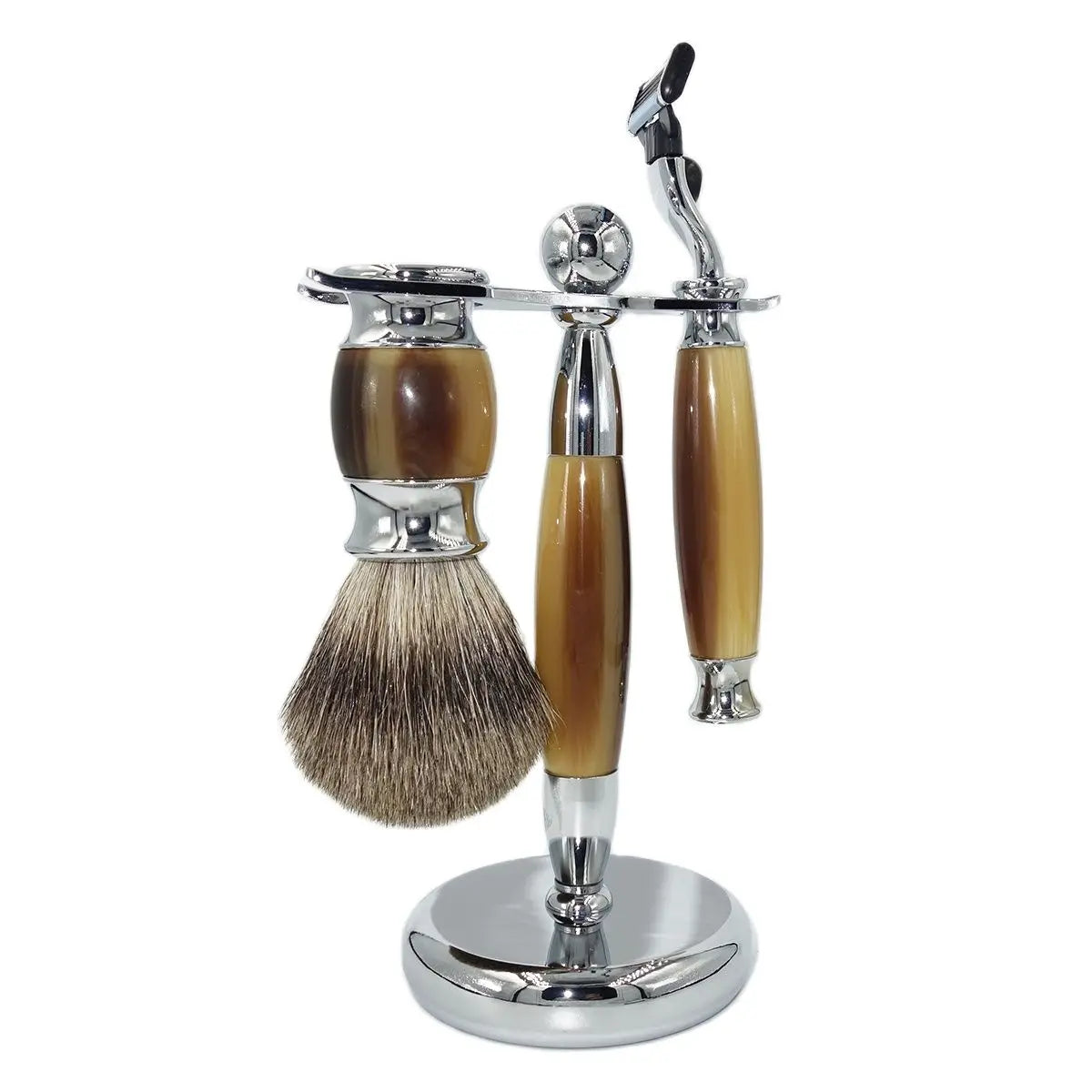 iRAZOR Men's Shaving Stand Holder for Brush and Safety Razor Pro Rack Tools for Barber Shop Grooming Accessories Luxury Gift