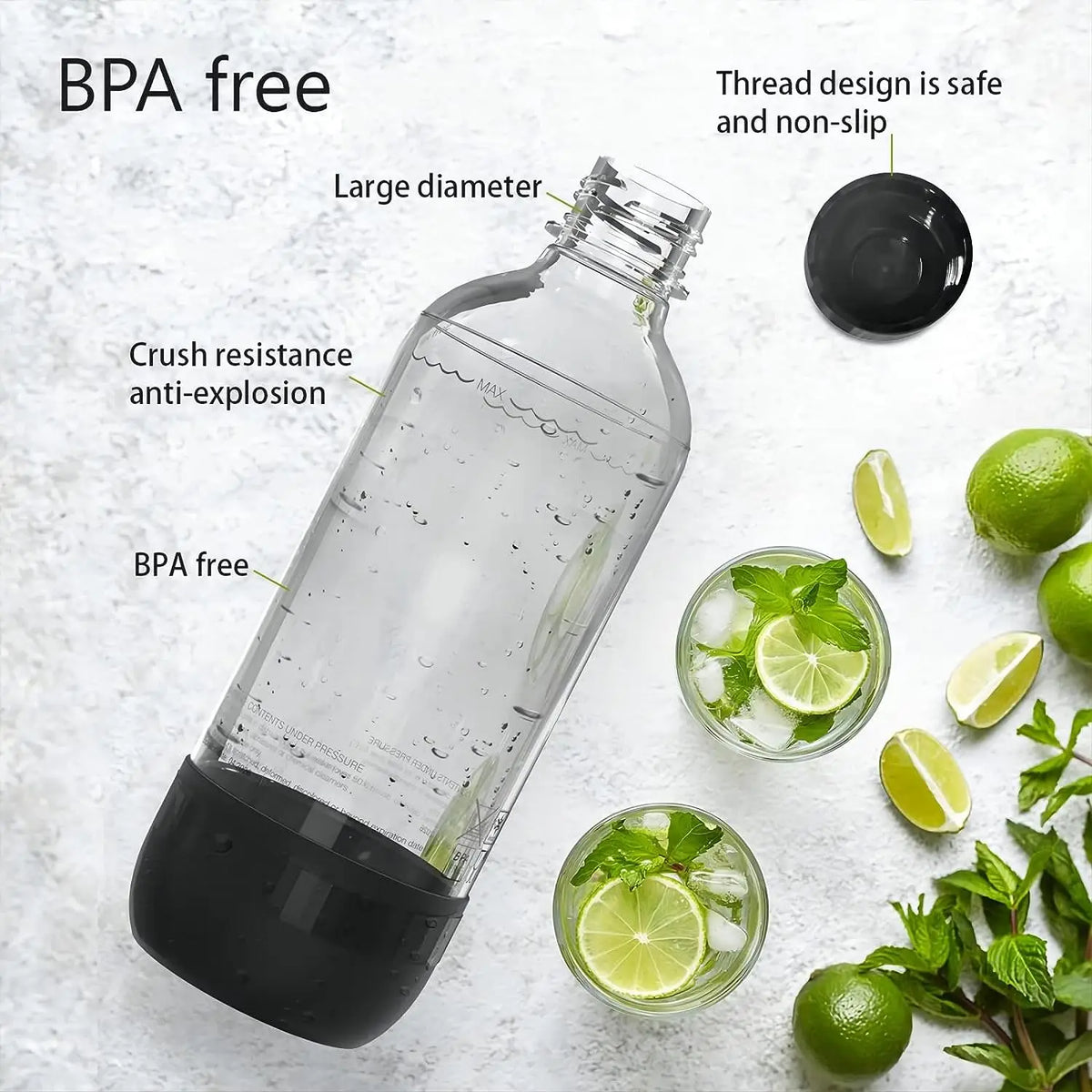 1L White PET Soda Carbonating Bottle - Ideal for Carbonated Beverages and Bottled Drinks