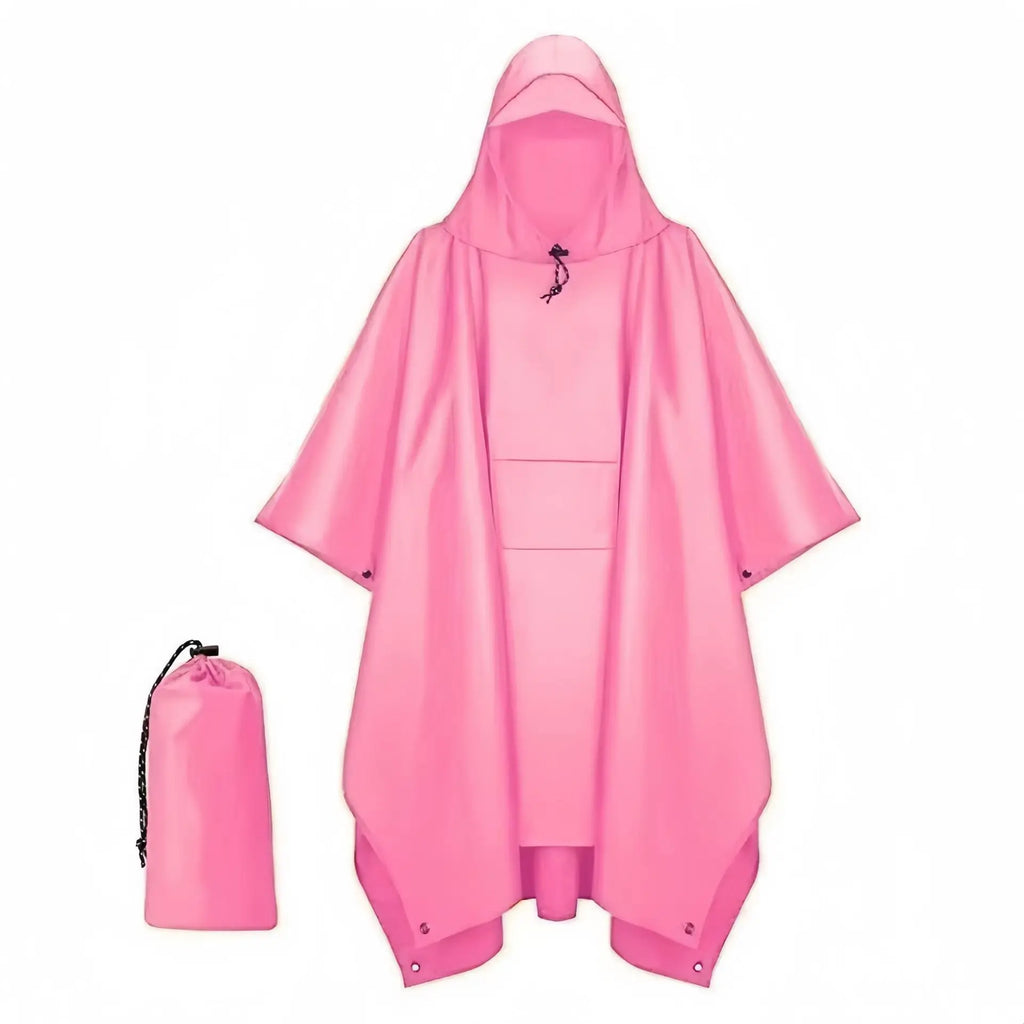3-in-1 Waterproof Outdoor Rain Poncho Cover, Lightweight Hiking Travel Raincoat - Multiple Colors