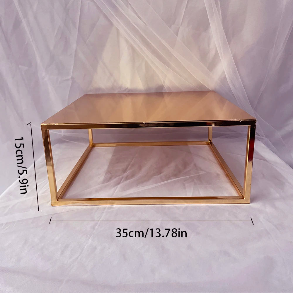 Gold Metal Cake Stand Set Round or Square Dessert Display Pedestal, 2pcs/3pcs or Single