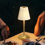 Small Pleated Table Lamp USB Rechargeable Nightstand Lamp Cordless Desk Lamp for Bedroom Living Room Home Office Decor