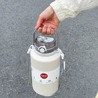 2L Stainless Steel Insulated Tumbler with Handle and Straw, Sports Water Bottle