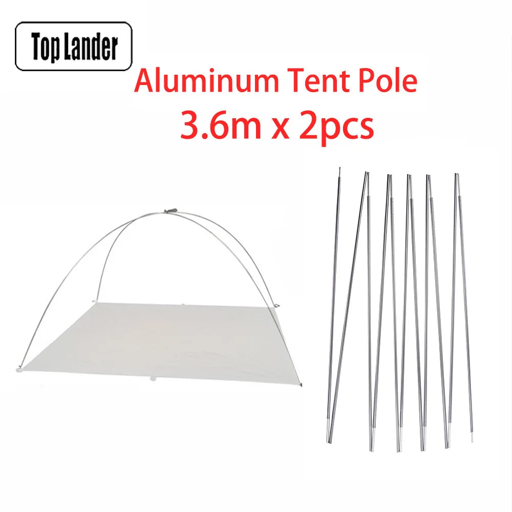 (2pcs/pair) Camping Tent Pole Aluminum Replacement Fittings 3.6m 4m 4.4m Outdoor Tent Rod Camping Repair Accessories