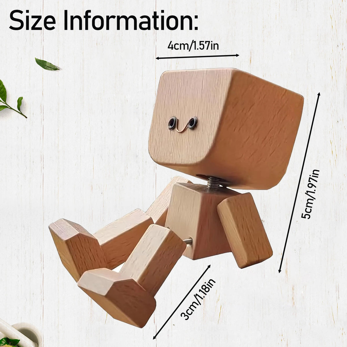Cute Car Shaking Wooden Man Figurine Interior Wood Ornaments with 12 Magnetic Expressions Handmade Wooden Wiggle Ornament Gift