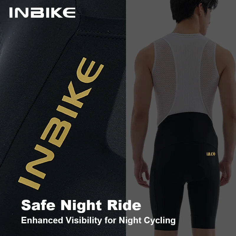 INBIKE Men's Padded Cycling Bib Shorts Quick-Dry Breathable MTB Bike, Black/Green EU Sizes