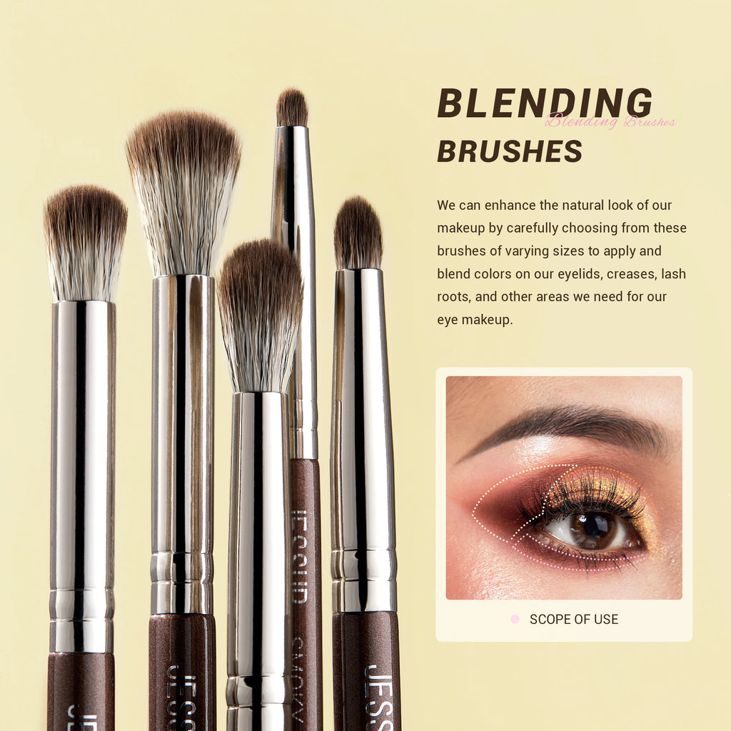 Jessup Eye Makeup Brushes Set Professional 15pcs Eyeshadow Brushes Vegan Concealer Eyebrow Liner Blending Brush Brown,T499