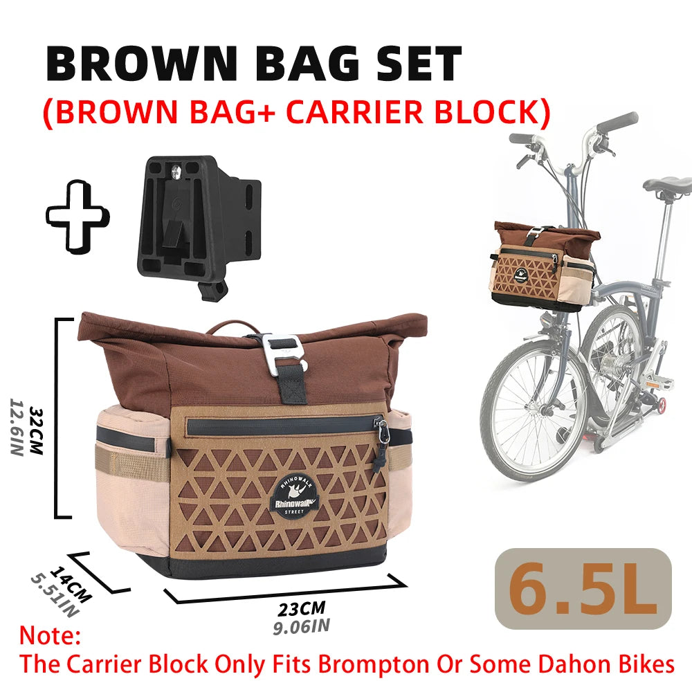 Rhinowalk 6.5L Bicycle Handlebar Bag Quick Release Front Bag with Rain Cover, Black