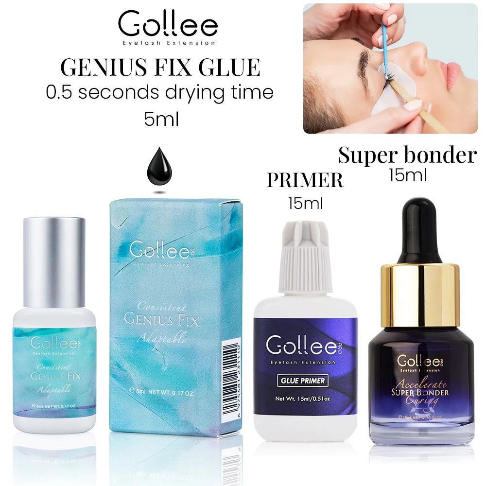 Gollee 0.5-1s Dry Eyelashes Extension Glue 15ml Eyelash Cleansing Primer Lasting Professional Lash Extension Primer Super Bonder
