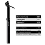 SP25A Hydraulic Dropper Seatpost Upgraded 6061 Aluminum No Lag 100-170mm Travel for MTB Road Gravel Easy Install