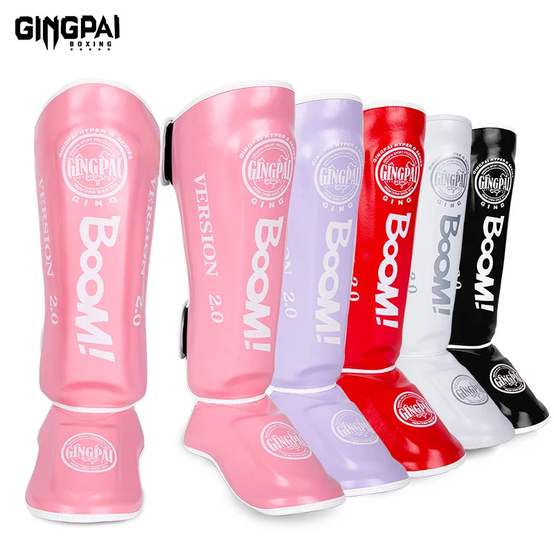 Muay Thai Shin Instep Guards Thickened Leg Protectors, Sanda Boxing Taekwondo, S-L, Multi-Color