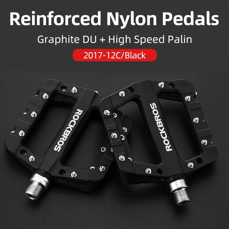 ROCKBROS Bicycle Pedals Ultralight Sealed Bearings Nylon Bike Pedals Anti-Slip MTB Road Flat Platform Cycling Pedal Accessories