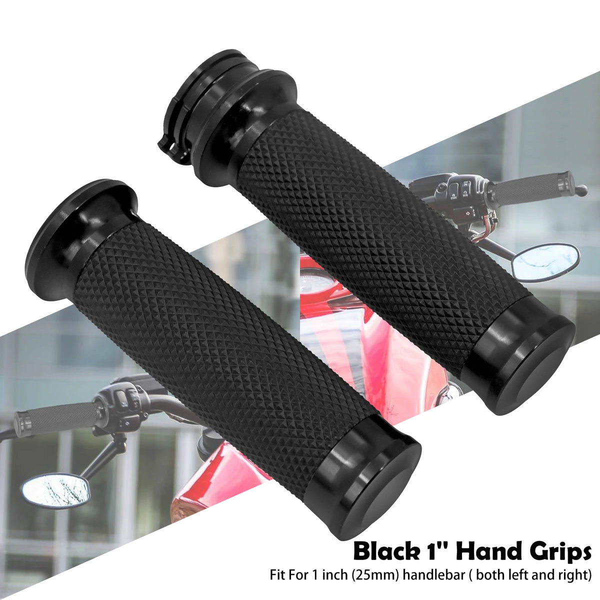 Motorcycle Black/Chrome 1"25mm Handle Bar Hand Grips For Harley Sportster 883 1200 XL Touring Street Glide Dyna Softail VRSC