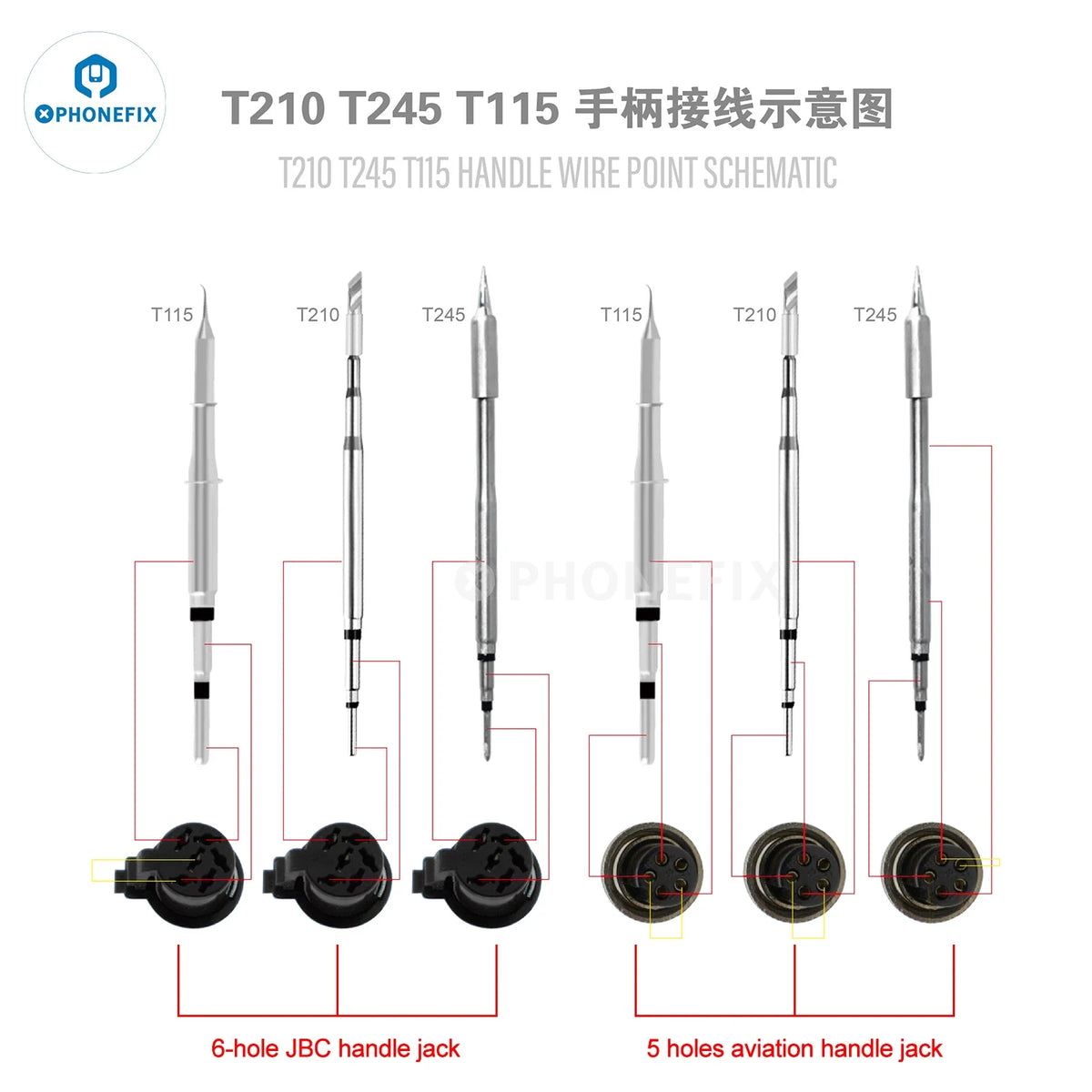 Universal 6PIN 5PIN T210 T245 T115 Handle for JBC Aixun Aifen i2C Precision Soldering Station Phone SMD PCB Welding Tools