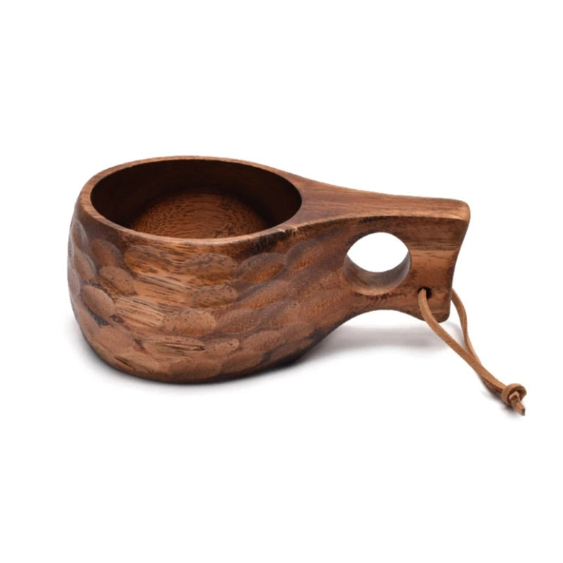 2025 New 210ml Outdoor Wood Cup Kuksa Camping Mug Coffee Milk Cups Mugs Acacia-Wood Drinkware Bushcrafts Artifact Kitchen