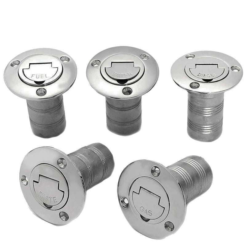 38/50mm 316 Stainless Steel Boat Deck Filler with Keyless Cap GAS DIESEL FUEL WASTE WATER Mirror Polish Marine Deck Filler Cap