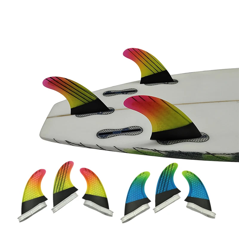 UPSURE FCS 2 G5 Fins Tri Fins Thruster Surfboard Fins Surfing Fins Honeycomb Fibreglass Double Tabs 2 Fin Surf 3 Fins (M Size)