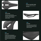 RYET Full Carbon T1000 3D Printed Saddle Bicycle Saddle for Road MTB Gravel Bike Seat Cushion Bicycle Accessories 250*150mm