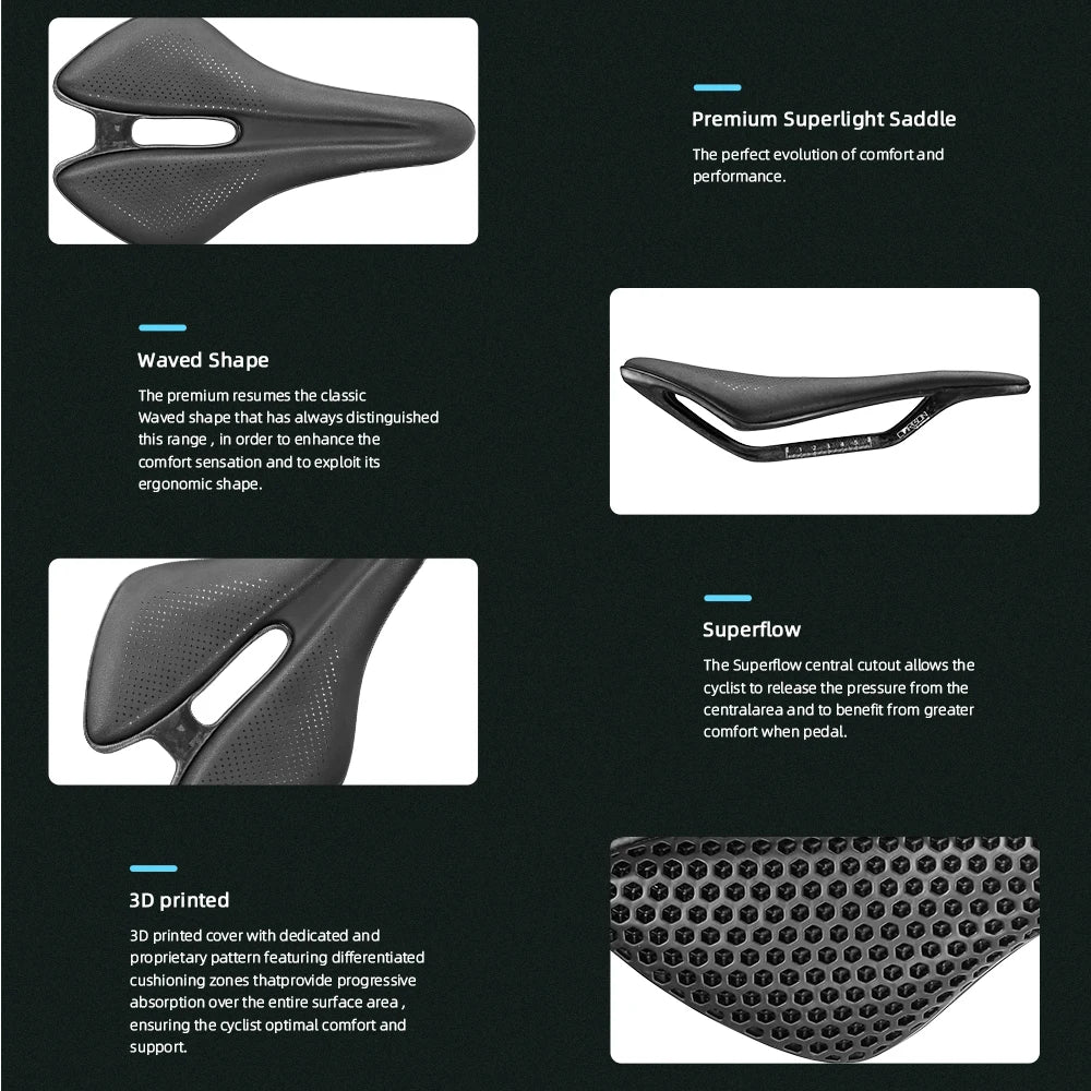 RYET Full Carbon T1000 3D Printed Saddle Bicycle Saddle for Road MTB Gravel Bike Seat Cushion Bicycle Accessories 250*150mm