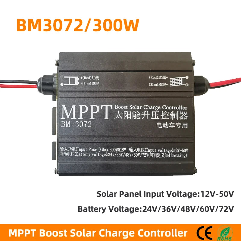 Snaterm MPPT 300W 400W 600W 24V/36V/48V/60V/72V Solar Boost Charge Controller For Electric Vehicle Charging Voltage Regulator