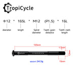 Tropicycle MTB Road Bike Thru Axle Front Fork Shaft Skewers M12x1.0 M12x1.5 12x142/162/174 12x100/110mm Aluminum alloy Bike Axle