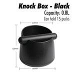 White Coffee Knock Box with Rubber Knock Bar 800ML Black Espresso Grounds Container Anti Slip Coffee Grind Waste Dump Bin