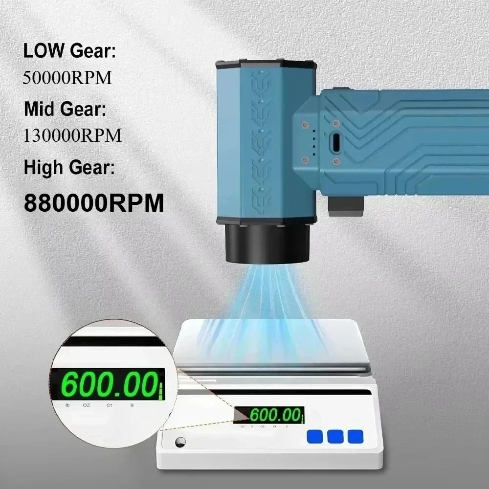 880000RPM Turbo Fan Jet Powerful Air Blower 10000mAh 600g Thrust 70m/s Wind Brushless Duster, vacuum leaf Removal Dryer for car