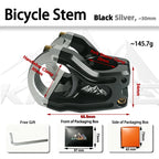 MTB Bike Handlebar Stem 31.8mm Clamp Aluminum Alloy Short Stem, Black/Silver/Orange