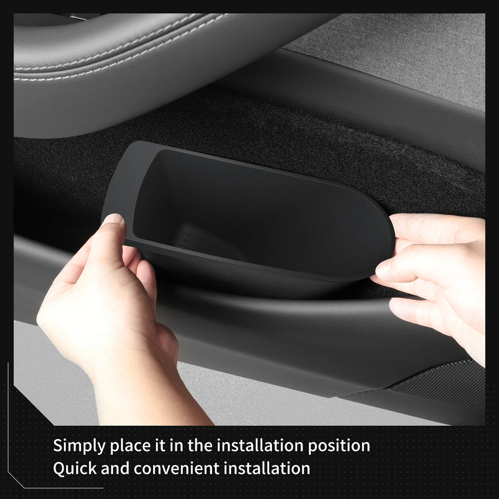 LUCKEASY Front Door Storage Box for Tesla Model Y Juniper/Model YL 2025 2026 TPE Garbage Storage Bin 2pcs Interior Accessories
