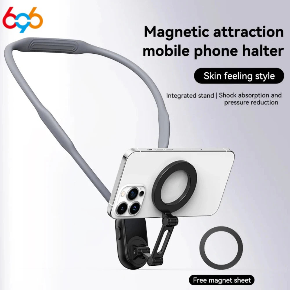 Silicone Magnetic Neck Halter Mobile Phone Holder For IPhone 16 15 14 13 For For Samsung FOR Xiaomi Selfie Stand Bracket
