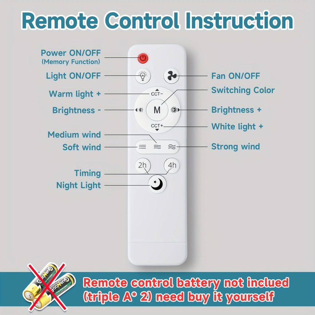 IRALAN Socket Ceiling Fan With Light E27 3 Fan Speeds Dimmable 3 Light Colors Easy To install For Bedroom Kitchen And Balcony