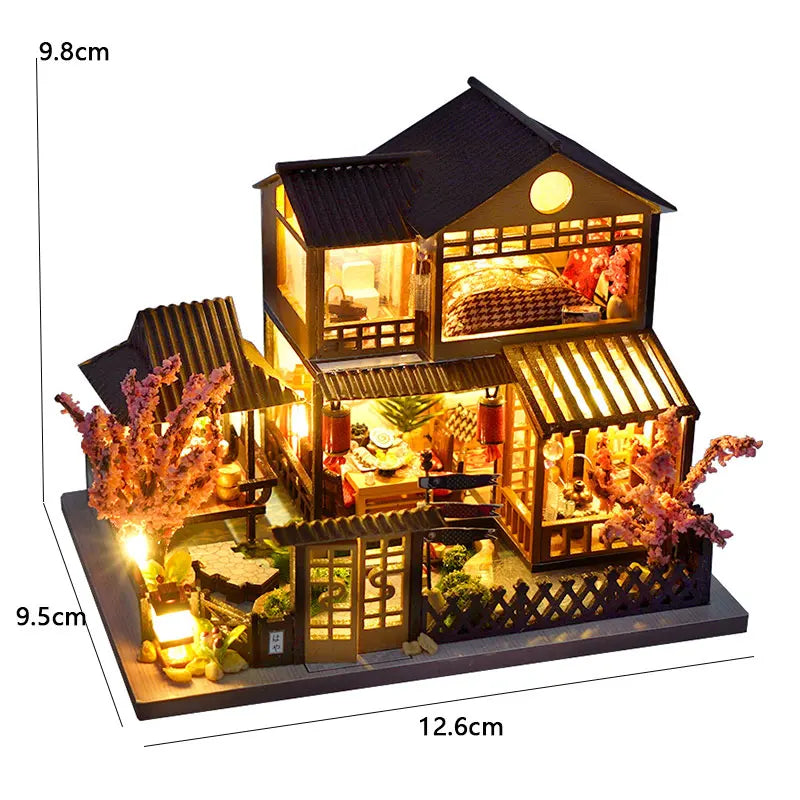DIY Mini Wooden Dollhouse With Furniture Light Kit Doll House Casa Miniature Accessories Handmade Wooden Toys Birthday Gifts
