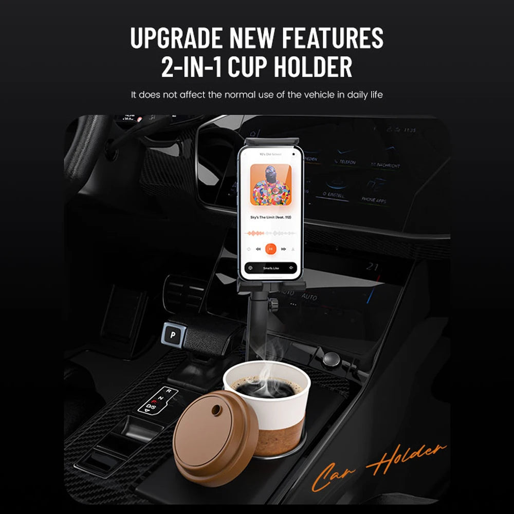 Car Cup Holder Tablet and Phone Mount, Universal Stand for 4-13 Inch Devices, Secure Holder for Navigation and Passenger Viewing