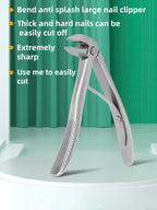 Bend anti splash nail clipper, stainless steel nail clipper, large opening high-quality nail clipper, essential tool for home