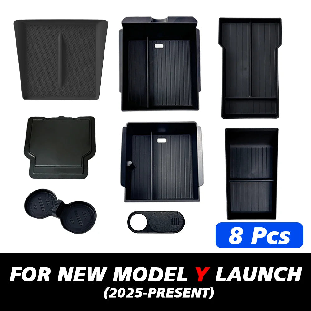 TEKSY Center Console & Armrest Storage Box Set for Tesla Model Y 2025-2026 Juniper, ABS