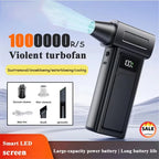 1000000 RPM Turbo Jet Blower Electric Powerful Air Blower Portable Dust Cleaner USB Charging 65m/s Brushless Jet Blower
