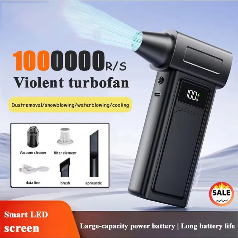 1000000 RPM Turbo Jet Blower Electric Powerful Air Blower Portable Dust Cleaner USB Charging 65m/s Brushless Jet Blower