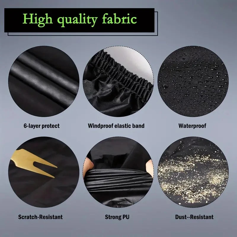 Universal full car cover waterproof UV sun rain snow protection, black, zipper, S-XXL
