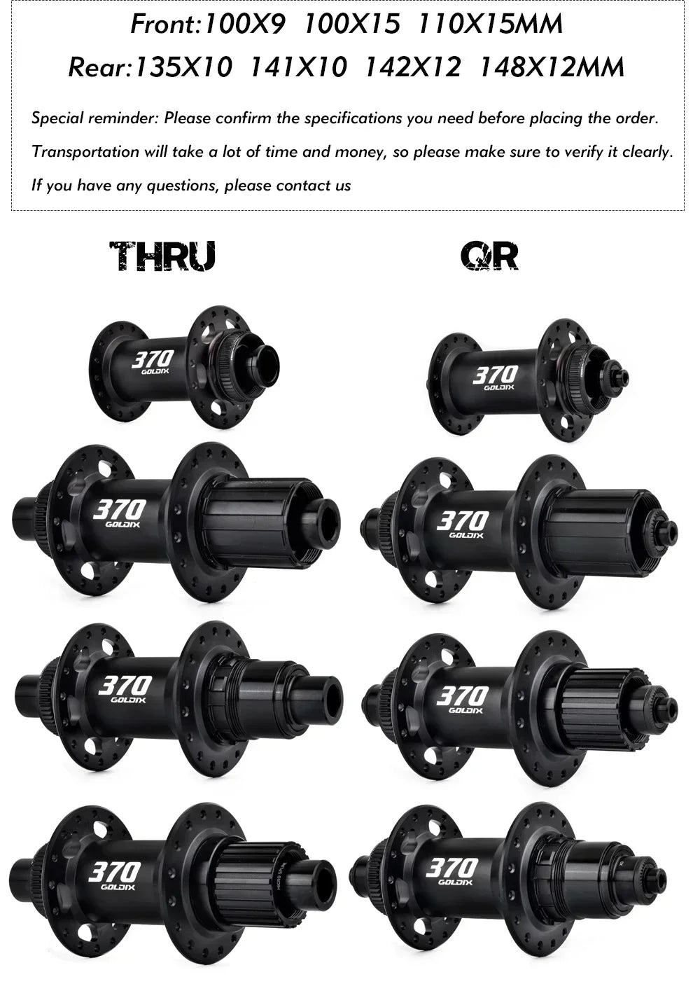 GOLDIX M370 36T Ratchet Bicycle Hubs 28 Hole J-Bend Spoke Center Lock Disc Brake Mountain Bike Hub HG/XD/MS 4pcs Seal Bearing