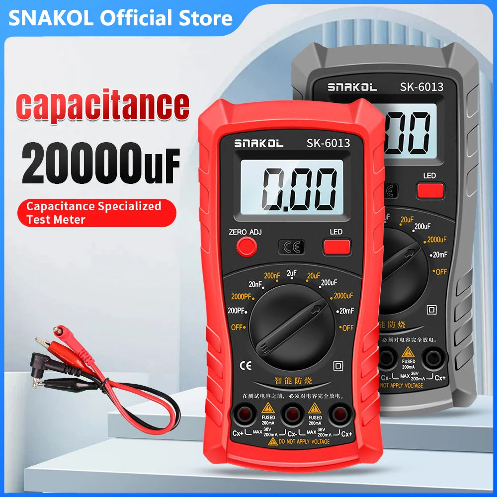 SK-6013 Digital Capacimeter Professional Capacitance Meter 20000uf Capacitor Tester 1999 Counts Electrician Multimeter