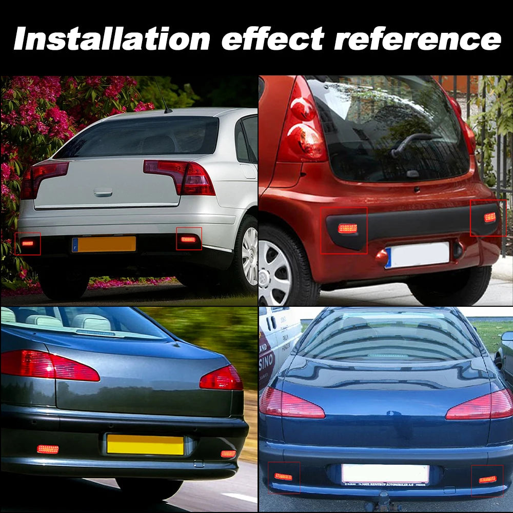 2X Red LED Rear Bumper Reflector Light 6340E6,6340E7 For Citroen C1 C5 For Peugeot 107 206 607 Expert For Fiat Scudo 2007-up