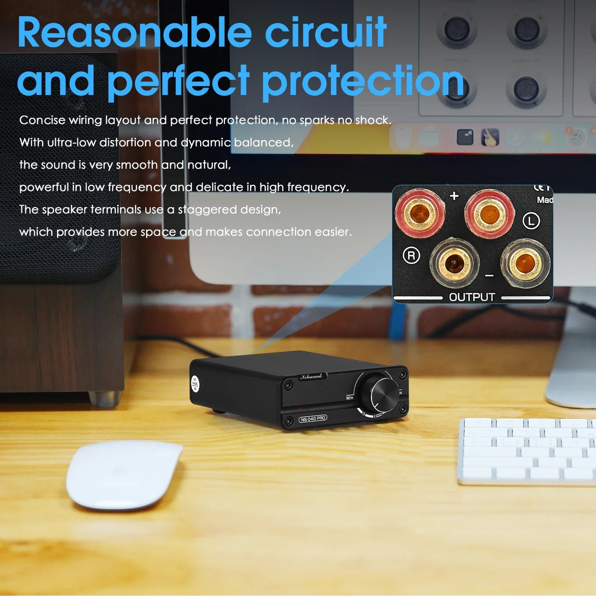 Douk Audio NS-04G PRO HiFi 2.0 Channel Mini Class D TPA3116 Digital Amplifier Stereo Audio Amp 100W*2 For Speaker