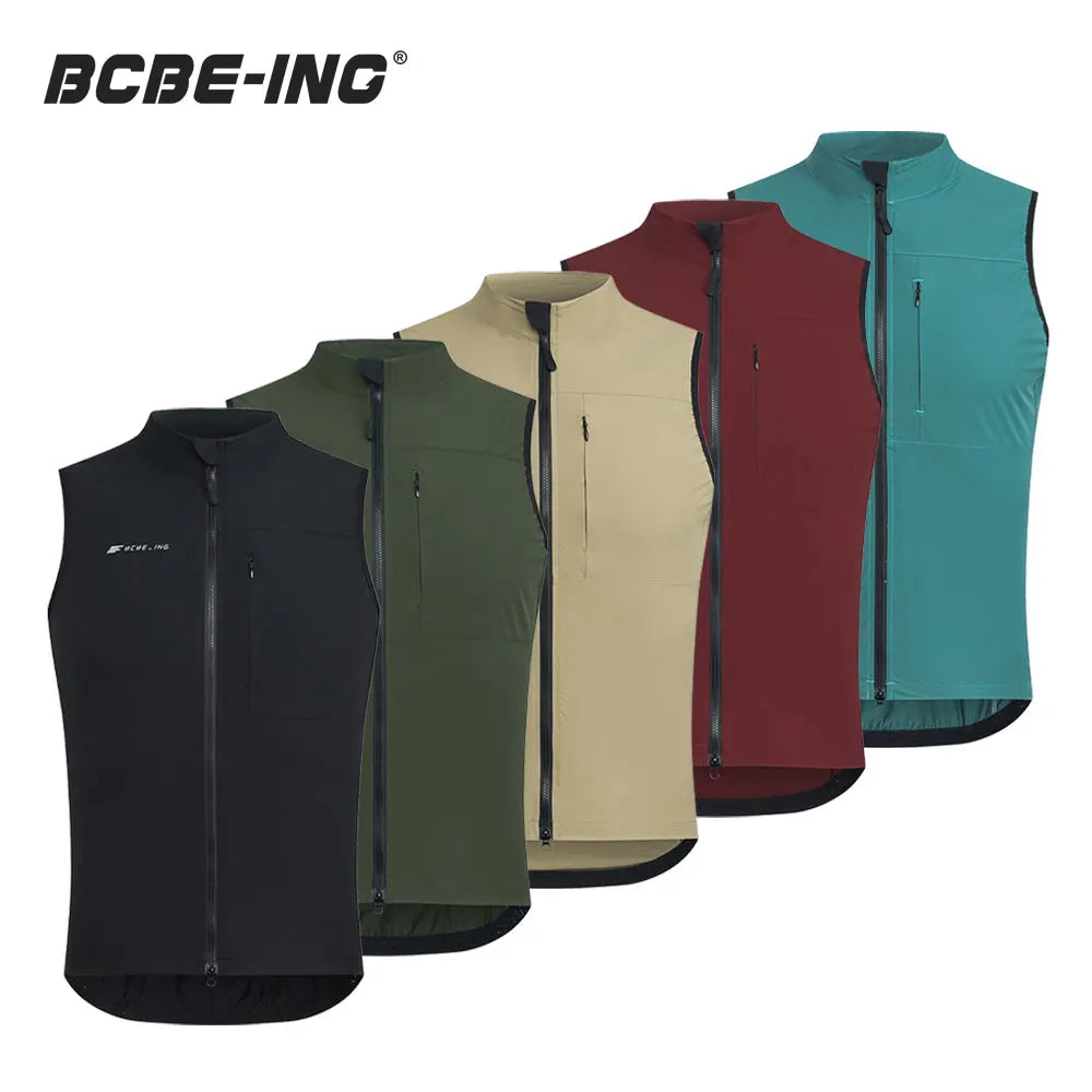 BCBE-ING Men Cycling Vest Sleeveless Windproof Cycling Gilet Lightweight Breathable Bike Vest YKK Zip Chaleco Ciclismo Hombre