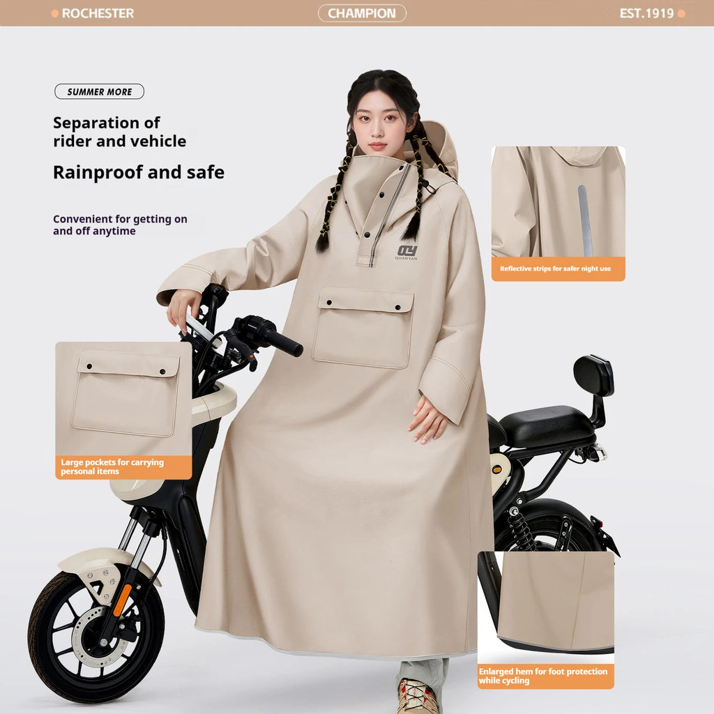 Raincoat integrated full-length thickened rainstorm proof electric battery motorcycle rain proof one-piece poncho for adults
